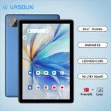 Vasoun Android 13 Tablet 10.1", 12GB(6+6 Expand) RAM, 128GB ROM, Unisco T606 Octa Core, Dual SIM 4G