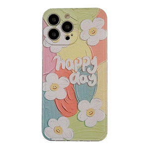 Cute Flower Oil Painting Soft Case